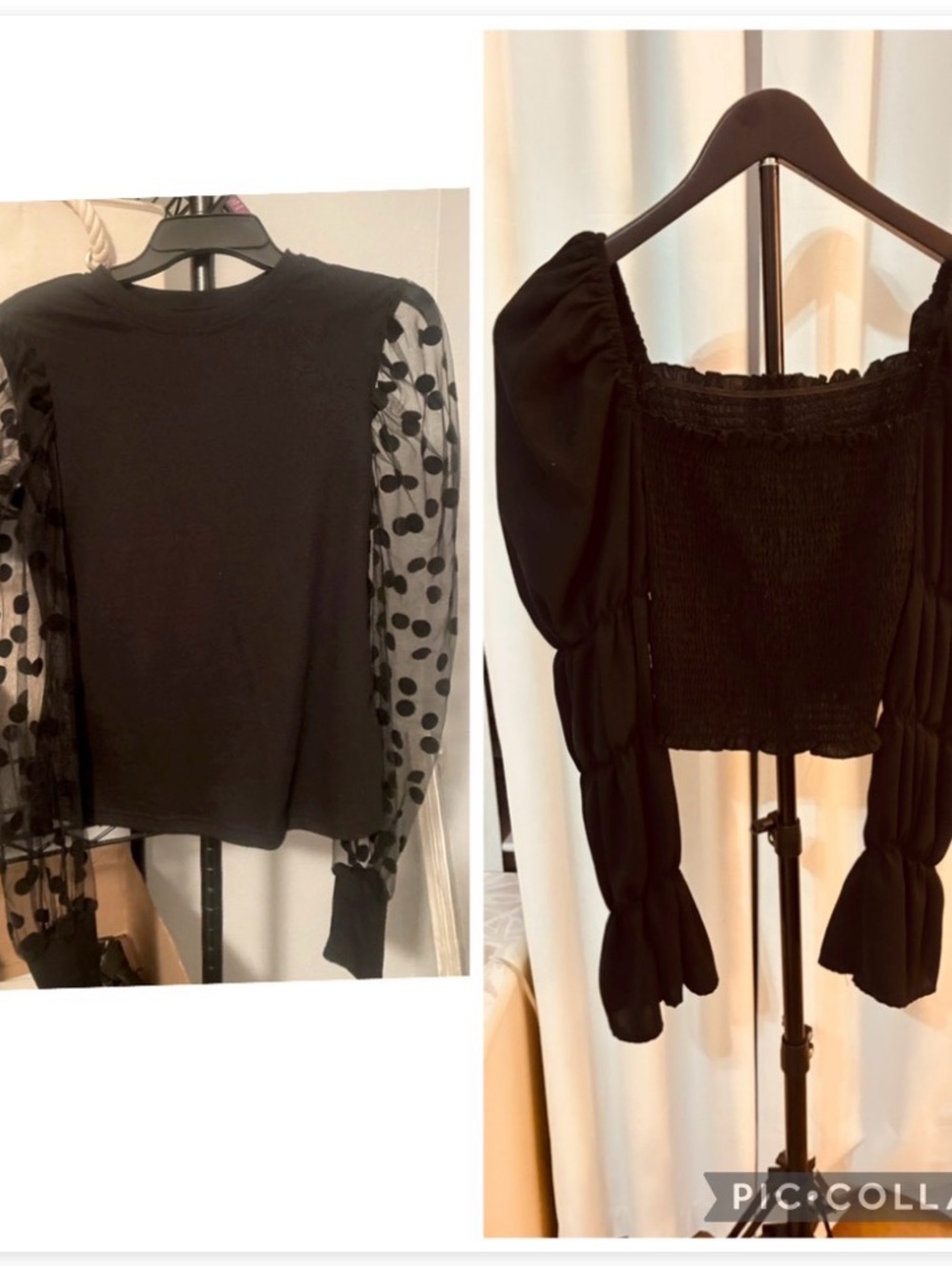 Lot of 2. SHEIN women’s black long sleeve blouses. Size Med.